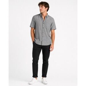 DC Shoes Button Down Shirt Mens Large Grey Short Sleeve Skate Streetwear Top